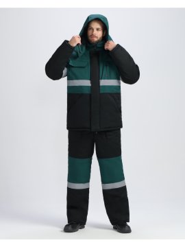 Костюм зимний Нордхард-2 СОП (тк.Смесовая,240) п/к, черный/т.зеленый