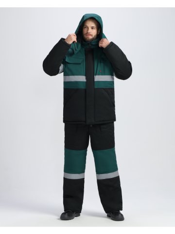 Костюм зимний Нордхард-2 СОП (тк.Смесовая,240) п/к, черный/т.зеленый