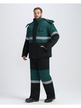 Костюм зимний Нордхард-2 СОП (тк.Смесовая,240) п/к, черный/т.зеленый