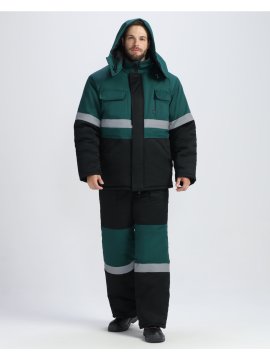 Костюм зимний Нордхард-2 СОП (тк.Смесовая,240) п/к, черный/т.зеленый