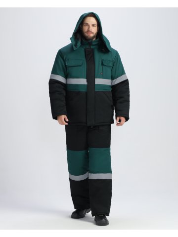 Костюм зимний Нордхард-2 СОП (тк.Смесовая,240) п/к, черный/т.зеленый