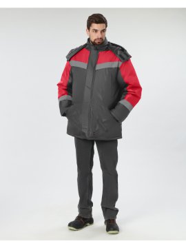 Куртка зимняя Лигор СОП (тк.OxLine,90), т.серый/красный