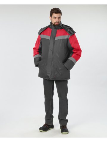 Куртка зимняя Лигор СОП (тк.OxLine,90), т.серый/красный