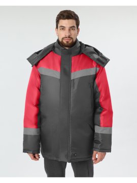 Куртка зимняя Лигор СОП (тк.OxLine,90), т.серый/красный