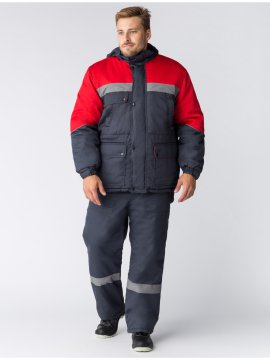 Костюм зимний Баррик-2 СОП (тк.Смесовая,210) п/к, т.серый/красный